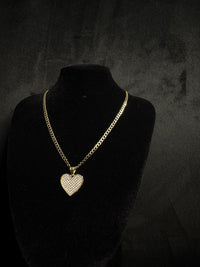 14K Heart Pendant With Cubana Style Yellow Gold